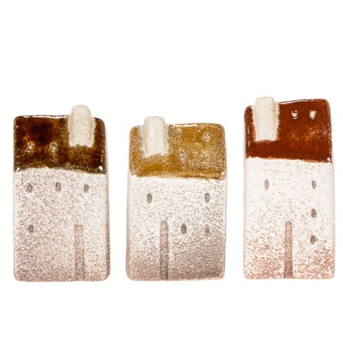 Dekorativt sæt af keramik miniaturehuse, borddekoration, 9 cm, 3 dele | Floristik24.dk