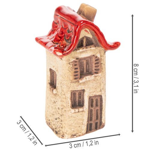 Keramik Husdekorationssæt Små Huse med Rødt Tag 8cm 2 stk. | Floristik24.dk