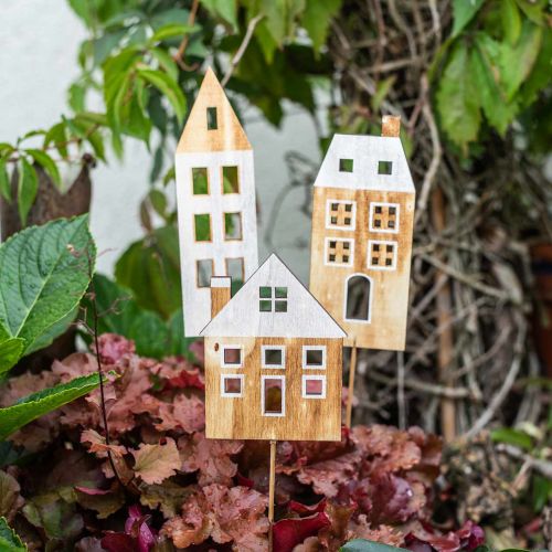 Floristik24 Husdekorationsprop træ natur, hvid trædekoration H12,5 / 17,5 / 20cm 6stk