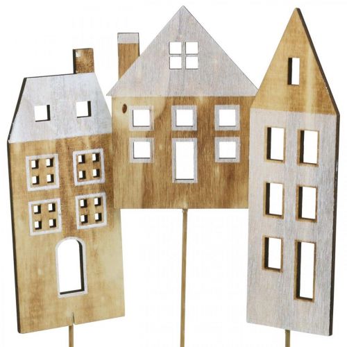 Floristik24 Husdekorationsprop træ natur, hvid trædekoration H12,5 / 17,5 / 20cm 6stk