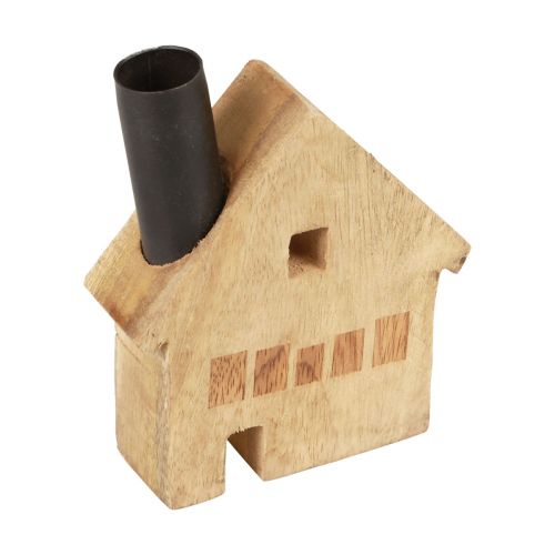 Dekorativt hus træ dekorativ lysestage sort 10,5×3,5×13cm
