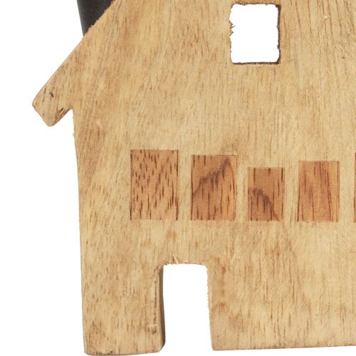 Artikel Dekorativt hus træ dekorativ lysestage sort 10,5×3,5×13cm