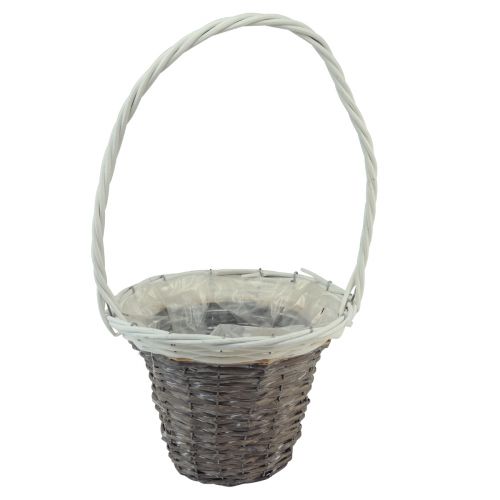Floristik24 Håndtag kurv kurv pil grå hvid Ø29cm H50cm
