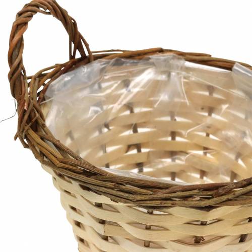 Floristik24 Planter påske kurv med håndtag rund creme, brun Ø15 / 18cm, sæt med 2