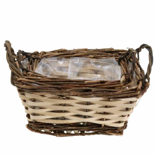 Artikel Planter, dekorativ kurv, firkantet, naturlige farver 21 × 16/16 × 13 cm, sæt med 2
