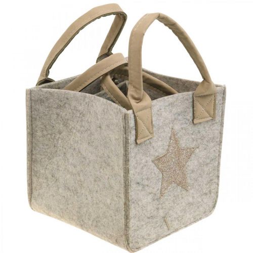 Floristik24 Dekorativ filtpose til planter Julepynt beige 20 / 16cm sæt med 2