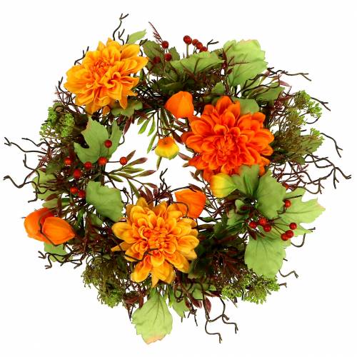 Floristik24 Efterårskrans Ø30cm med orange krysame temaer