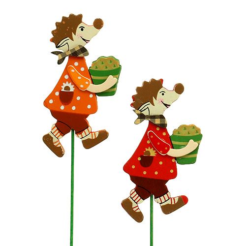 Floristik24 efterårdekoration med pind Pindsvin med kage 12stk