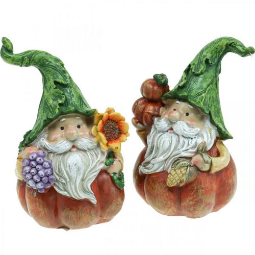 Efterårsnisse græskar dekoration nissefigur assorteret H11,5cm 2stk