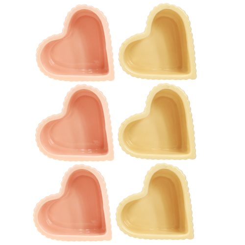 Artikel Hjerte Keramik Dekoration Skinnende Orange Gul 11×10×6cm 6 stk