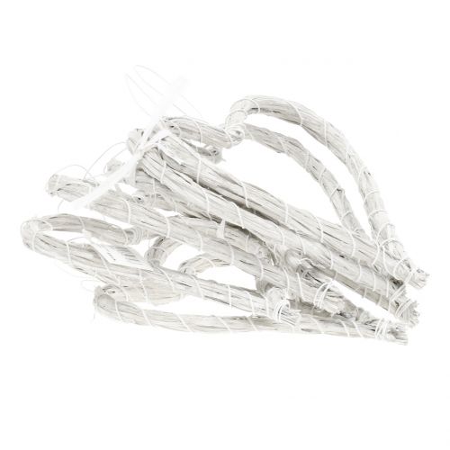 Raffia hjerte til at hænge hvidt 15 cm 8stk | Floristik24.dk