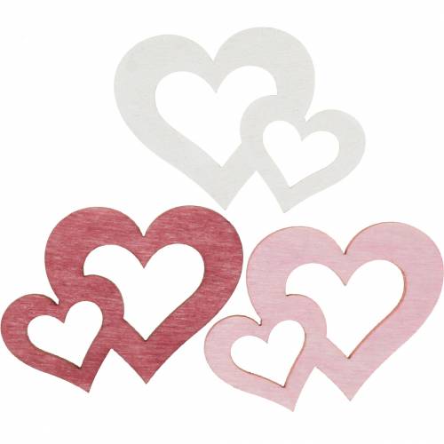 Floristik24 Træhjerter, spredeartikler til borddekoration, Valentinsdag, bryllupsdekoration, dobbelt hjerte 72 stk.