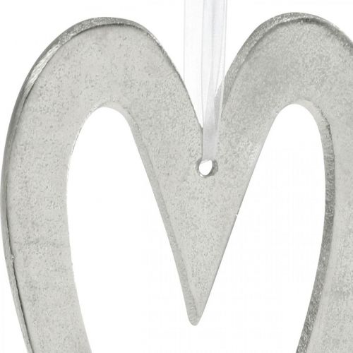 Dekorativt hjerte til ophængning af sølvaluminium bryllupsdekoration 22 × 12cm
