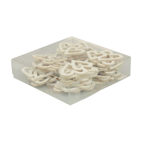 Artikel Hjerte dekoration spredt dekoration dobbelt hjerter træ dekoration creme 4,5cm 48 stk.
