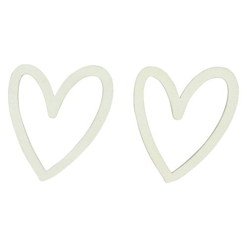 Artikel Hjertedekoration spredt dekoration hjerter træ bordpynt creme 4,5cm 48 stk