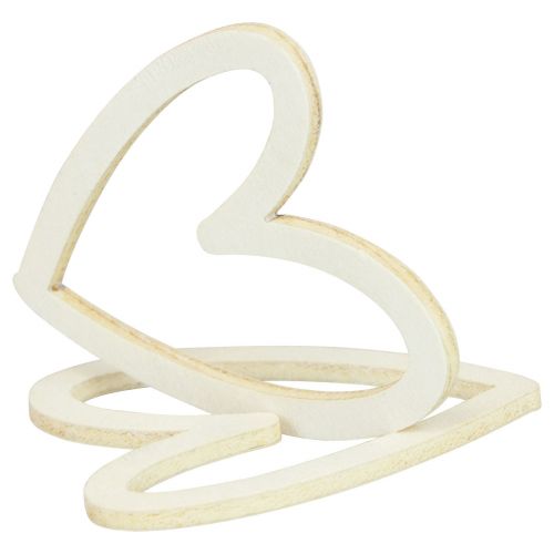 Artikel Hjertedekoration spredt dekoration hjerter træ bordpynt creme 4,5cm 48 stk