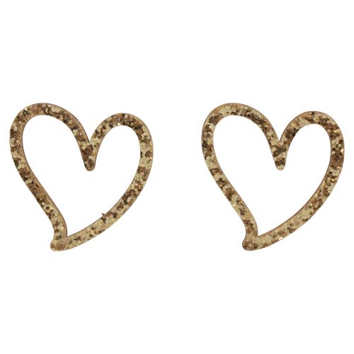 Artikel Hjertedekoration spredt dekoration hjerter træ borddekoration guld 5cm 48 stk