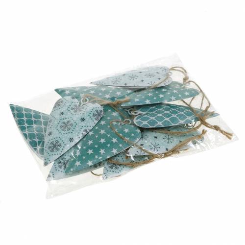 Floristik24 Dekorativ bøjle hjerte metal grøn hvid vintage 3,5x6,5cm 12stk
