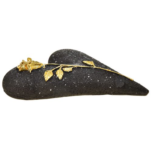 Floristik24 Hjerte med rosasort guld gravdekoration 14×10×3cm 2 stk