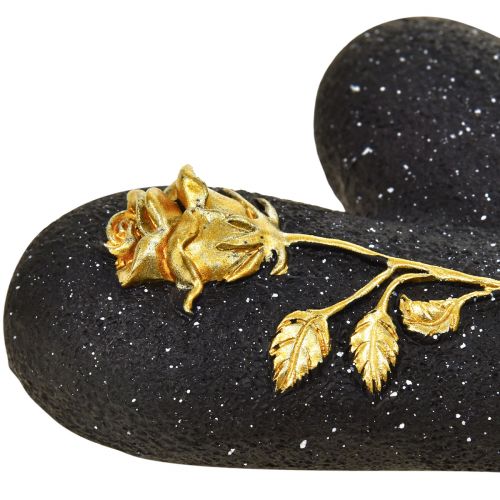 Floristik24 Hjerte med rosasort guld gravdekoration 14×10×3cm 2 stk
