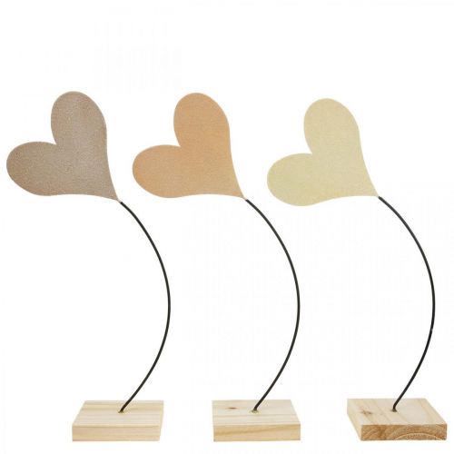 Artikel Borddekoration hjerter bryllup, hjertedekoration metal beige/orange/gul H40cm 3stk