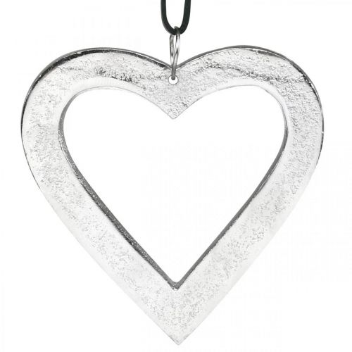 Hjerte til at hænge, metaldekoration, jul, bryllupsdekoration sølv 11 × 11cm