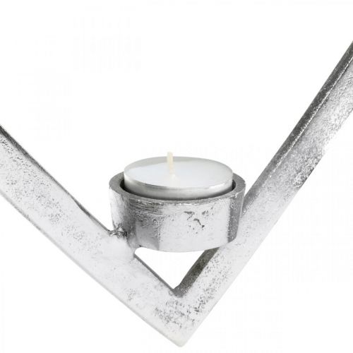 Artikel Hjerte til at hænge, fyrfadsstage til advent, bryllupsdekoration metal sølv H24cm