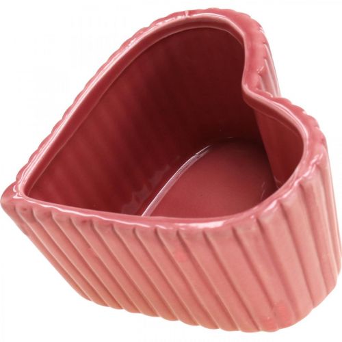 Floristik24 Dekorativ hjerte keramik hvid, pink, mini plantekasse H6cm 3 stk