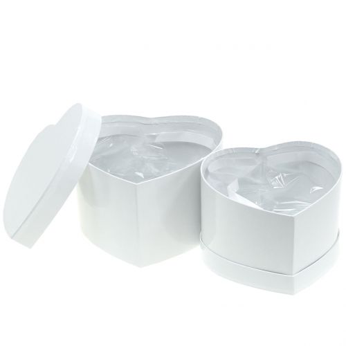 Hjertekasse blomsterboks hvid 14 / 16cm 2stk