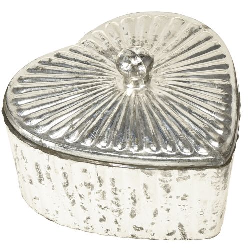 Floristik24 Hjerteformet dåse med låg, glasdåse med hjerte, champagne, 15,5 x 15 x 10 cm