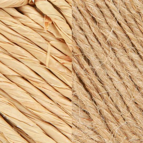 Artikel Hjerter til ophængning af hamp og raffia dekoration, naturlige H10,5 cm, 8 stk.