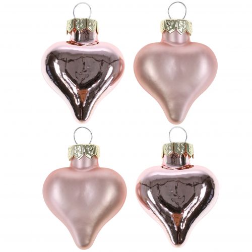 Trædekoration hjerte pink lavet af glas 3cm 20 stk