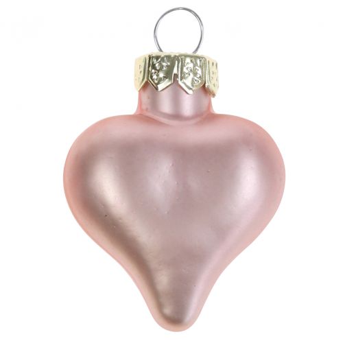 Artikel Trædekoration hjerte pink lavet af glas 3cm 20 stk