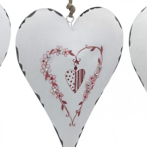 Artikel Dekorative hjerter til ophæng af metal hvidt metal hjerte 12×16cm 3stk