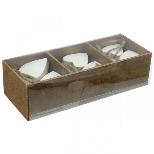 Floristik24 Træhjerter, dekoration til ophæng, Valentinsdag natur, hvid H5,5cm 18 stk.