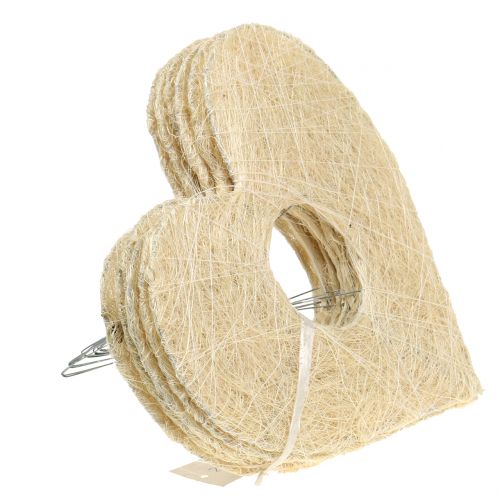 Floristik24 Hjertet manchet sisal bleget 25 cm 6stk