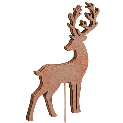 Artikel Hjorte dekorativt blomsterstik bronze guld 8-10cm 18 stk