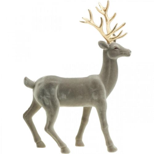 Artikel Dekorativ hjorte dekorativ figur dekorativ rensdyr flokket grå H46cm