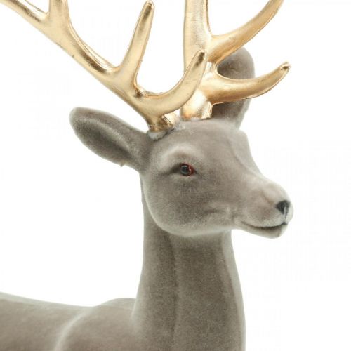 Artikel Dekorativ hjorte dekorativ figur dekorativ rensdyr flokket grå H46cm