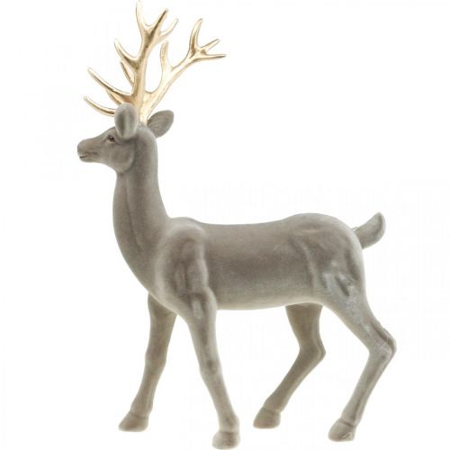 Artikel Dekorativ hjorte dekorativ figur dekorativ rensdyr flokket grå H46cm