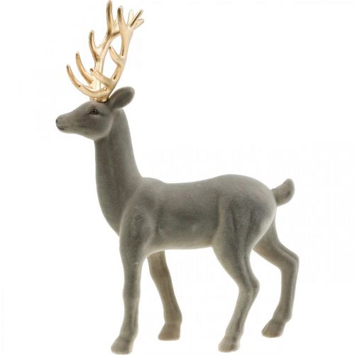 Artikel Dekorativ hjorte dekorativ figur dekorativ rensdyr flokket grå H37cm