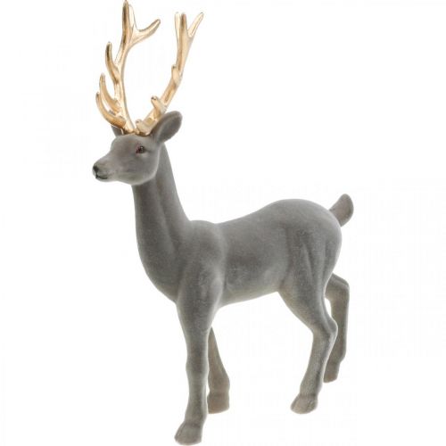 Artikel Dekorativ hjorte dekorativ figur dekorativ rensdyr flokket grå H37cm