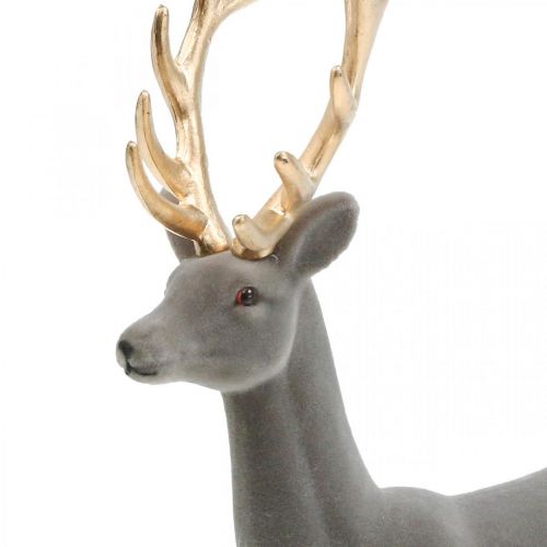 Artikel Dekorativ hjorte dekorativ figur dekorativ rensdyr flokket grå H37cm