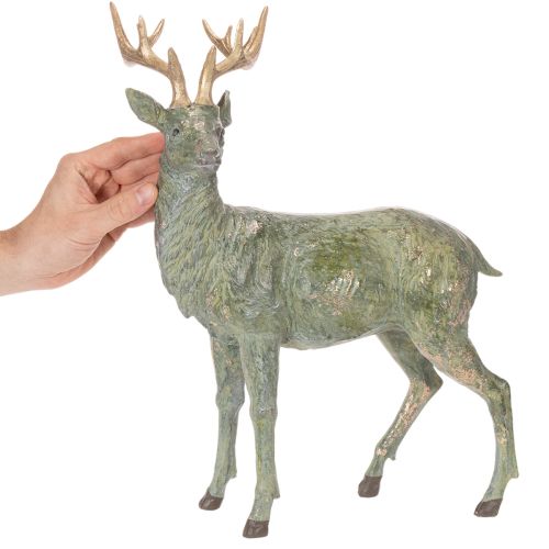 Hjortefigur, dekorativ, stående, detaljeret, 43 cm | Floristik24.dk