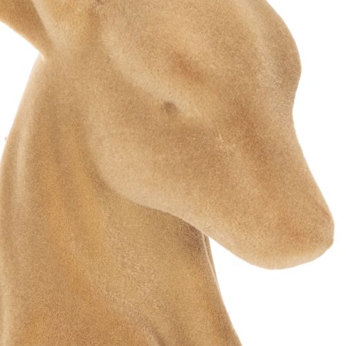 Dekorativ figur af en liggende hjort med gevir, flokket dekoration, 58 cm | Floristik24.dk