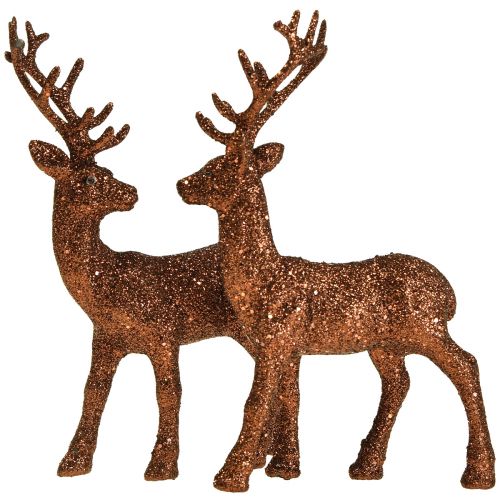 Floristik24 Deer deco rensdyr kobber glitter kalve deco figur H20,5 cm sæt med 2