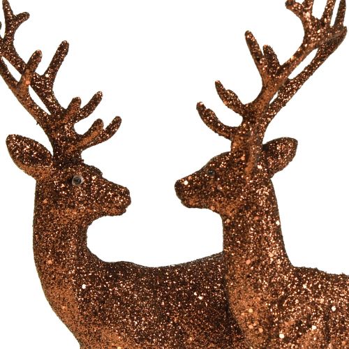 Artikel Deer deco rensdyr kobber glitter kalve deco figur H20,5 cm sæt med 2