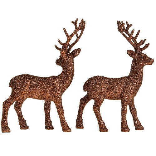 Floristik24 Deer deco rensdyr kobber glitter kalve deco figur H20,5 cm sæt med 2