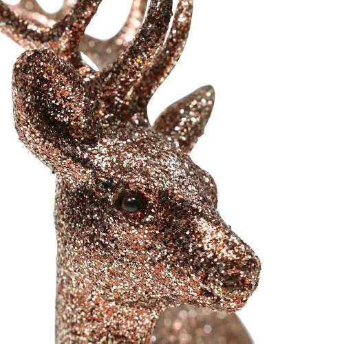 Floristik24 Dekorativt rådyr glitter kobber 14cm 4stk
