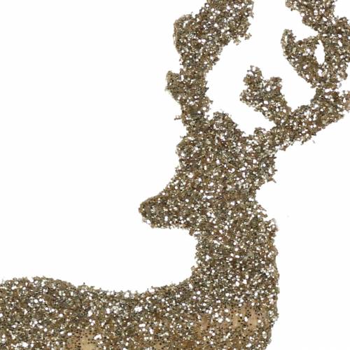 Artikel Dekorativt stik rådyr glitter guld assorteret 8/10cm 18 stk